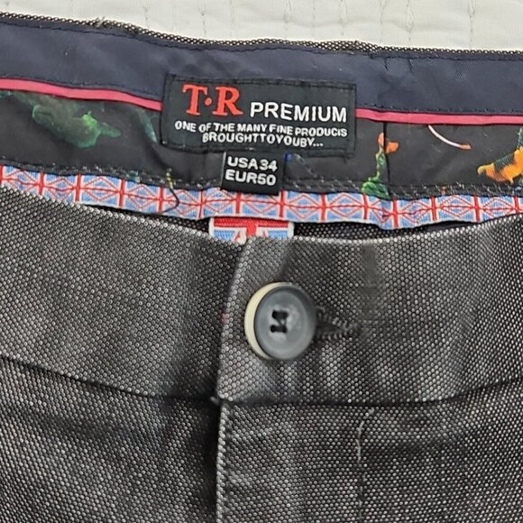 Tailored Recreation Premium Pants Men's 34x34 Black Chambray EUC Stretch TRD-203 - Picture 12 of 16